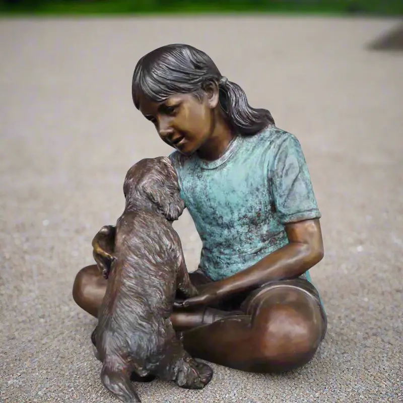 Puppy Kisses Bronze Dog Statue 1