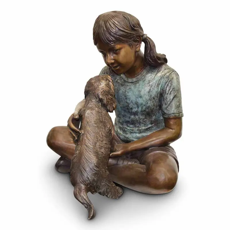 Puppy Kisses Bronze Dog Statue 2