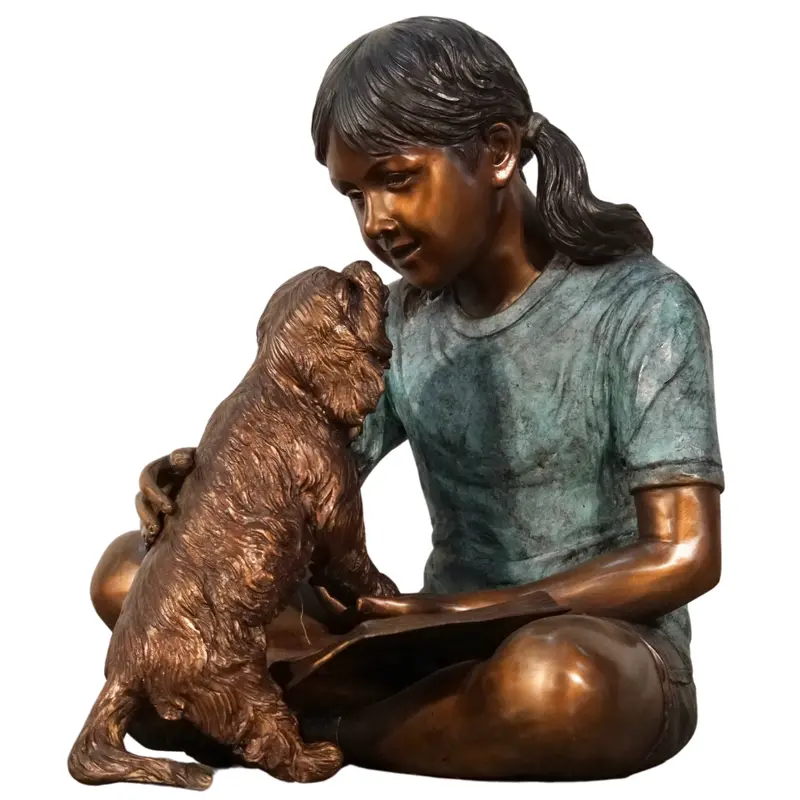 Puppy Kisses Bronze Dog Statue 2