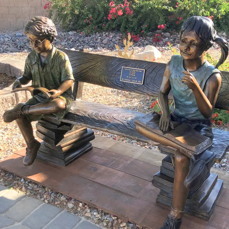 Reading Buddies Bronze Statue 1