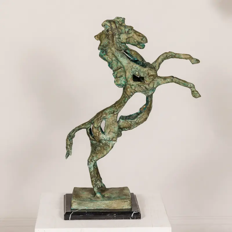 Rearing Horse On Marble Base 1