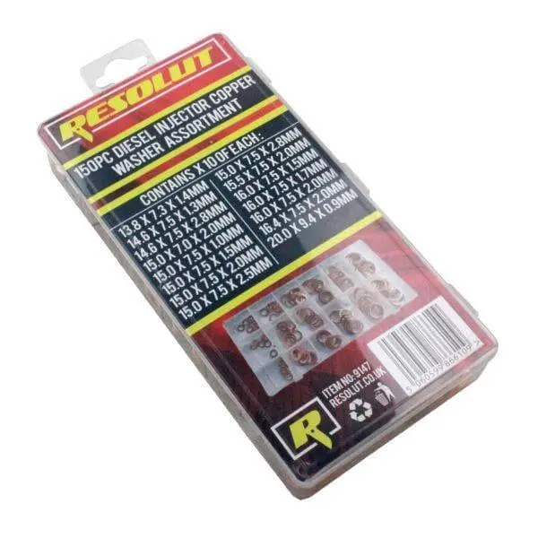 Resolut 150 Piece Diesel Injector Copper Washer Assortment 9147 2