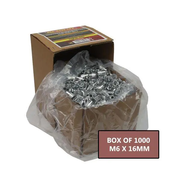 Resolut Box Of 1000 - M6 X 16Mm Blind Threaded Steel Rivet Nuts 9267 1