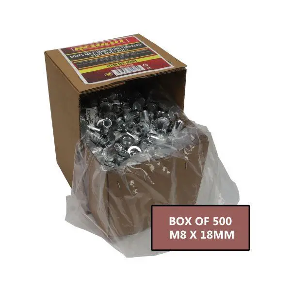 Resolut Box Of 500 - M8 X 18Mm Blind Threaded Steel Rivet Nuts 9268 1
