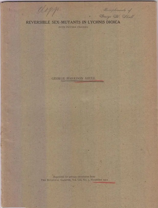 Reversible Sex-Mutants In Lynchnis Dioica  By Shull, George Harrison 1