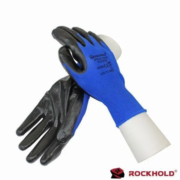 Rockhold 12 Pairs Nitrile Coated Gloves Size 9/L Hard Wearing 90005 1