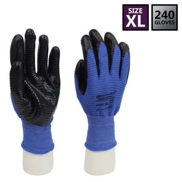 Rockhold 12 Pairs Ribbed Nitrile Coated Gloves Size 10/Xl Hard Wearing 90095 1
