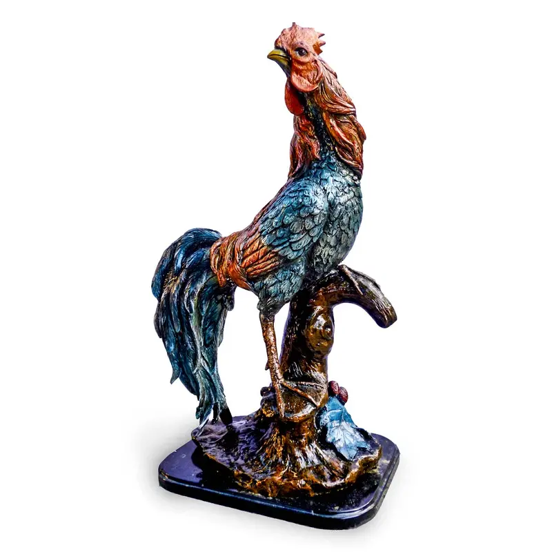 Rooster On Branch Bronze Sculpture 1