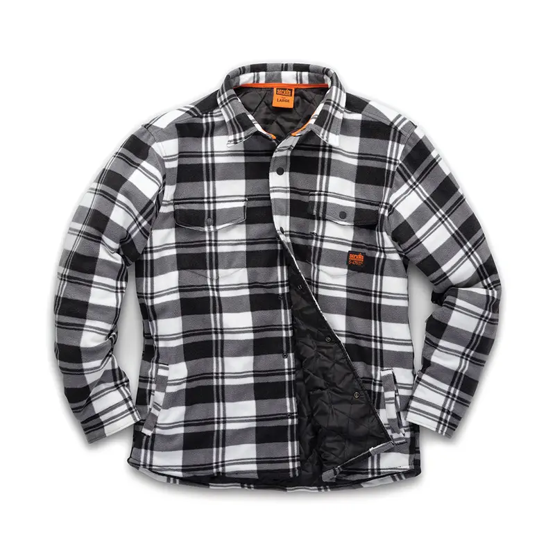 Scruffs Worker Padded Checked Shirt Black/White 1