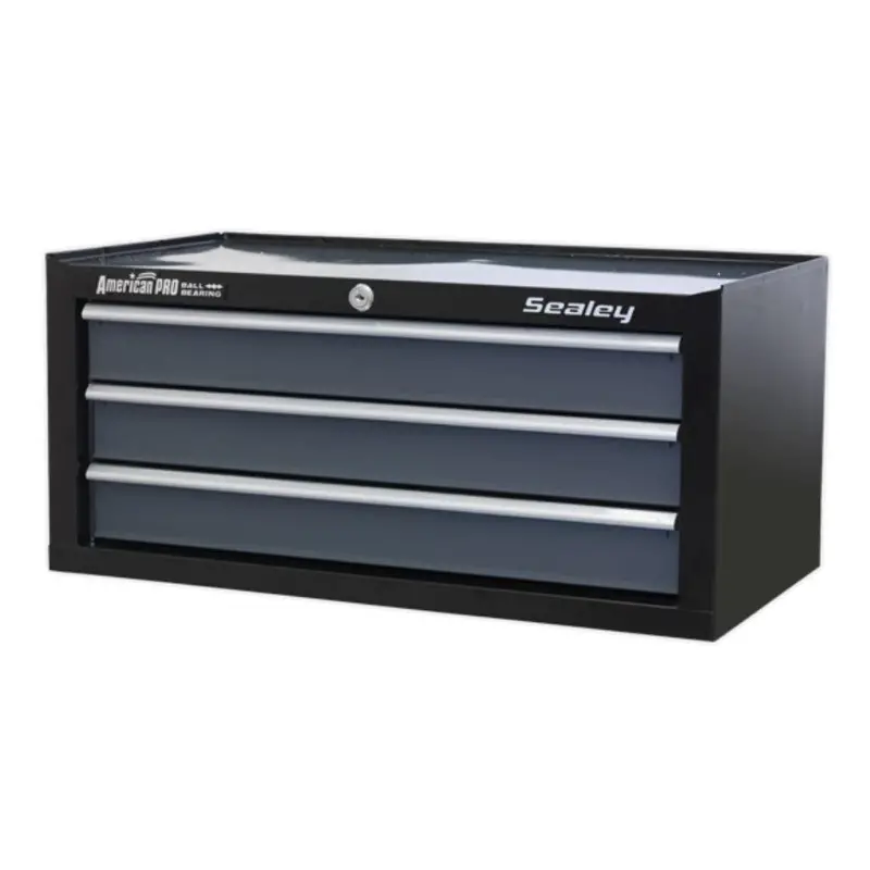 Sealey American Pro Mid-Box 3 Drawer With Ball Bearing Slides - Black/Grey Ap3503tb 2