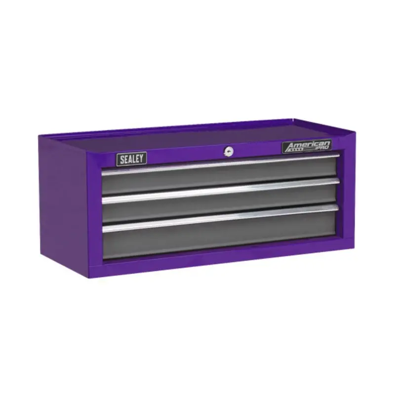 Sealey American Pro Mid-Box 3 Drawer With Ball-Bearing Slides - Purple/Grey Ap22309bbcp 1