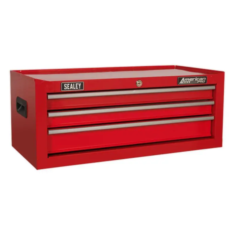 Sealey American Pro Mid-Box 3 Drawer With Ball-Bearing Slides - Red Ap223 1