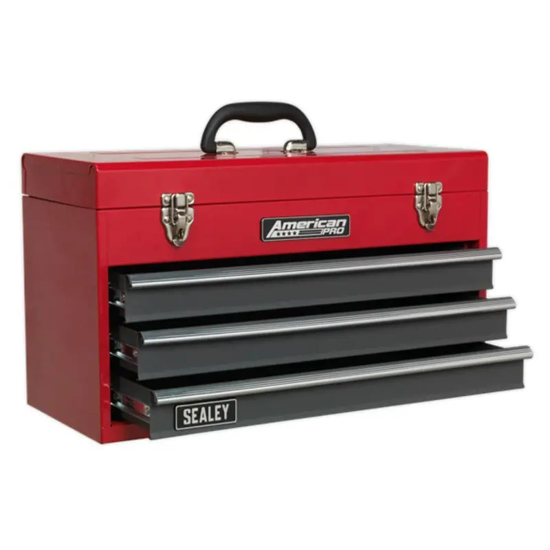 Sealey American Pro Tool Chest 3 Drawer Portable With Ball Bearing Slides - Red/Grey Ap9243bb 1