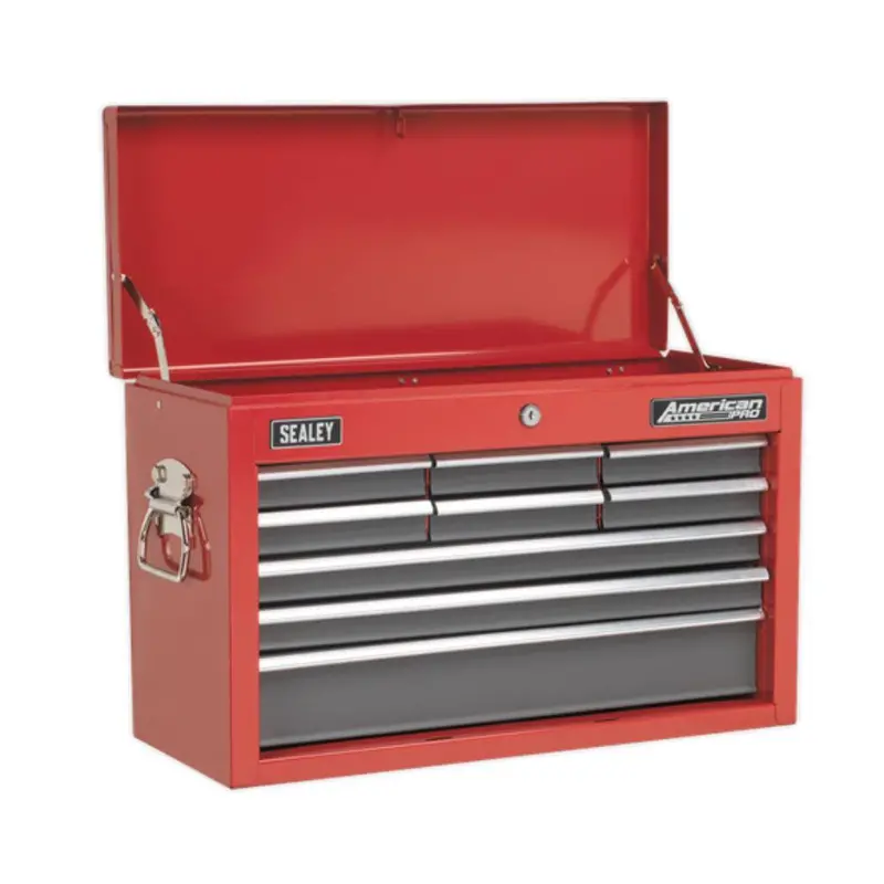 Sealey American Pro Topchest 9 Drawer With Ball-Bearing Slides - Red/Grey Ap22509bb 1