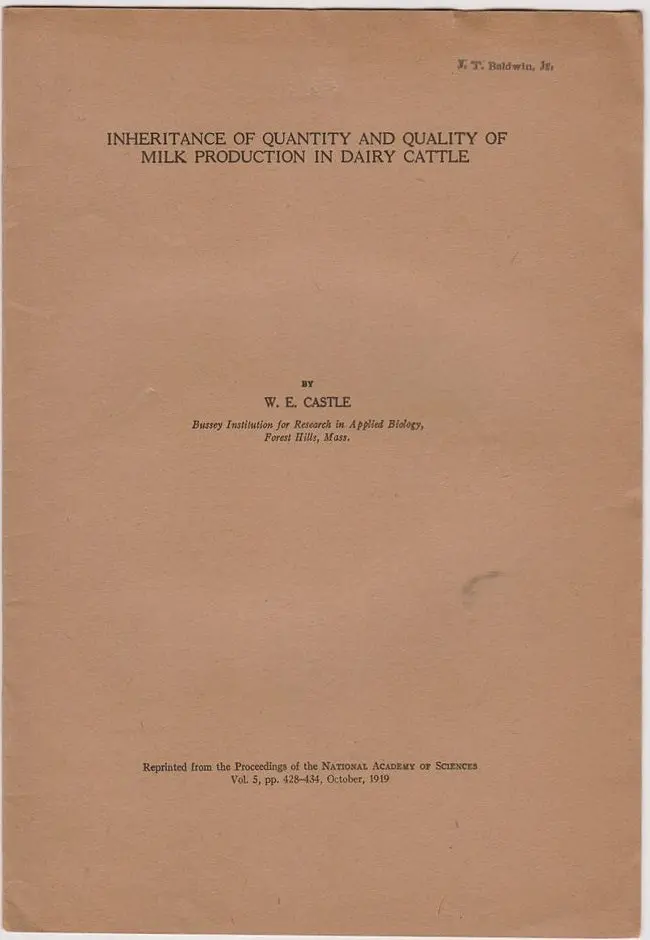 Set Of (3) Offprints W.E. Castle 1