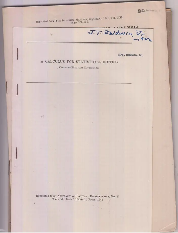 Set Of Four Offprints By C.W. Cotterman 1941-1953  By Cotterman, C.W. 1