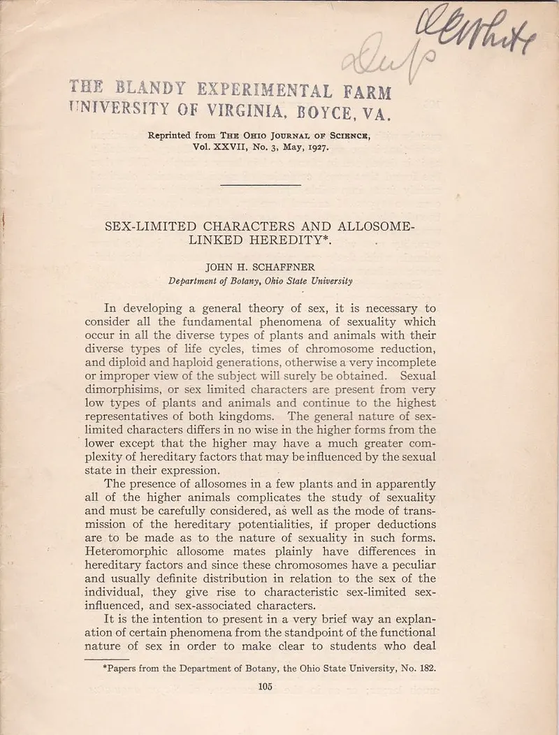 Sex-Limited Characters And Allosome-Linked Heredity 1