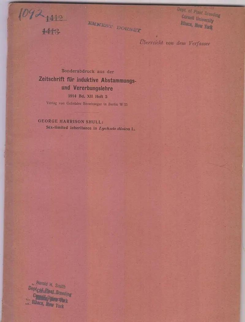 Sex-Limited Inheritance In Lynchnis Dioica L.  By Shull, George Harrison 1