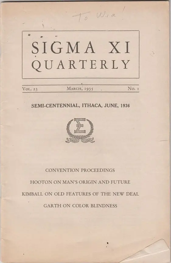 Sigma Xi Quarterly: The Semi-Centennial 1