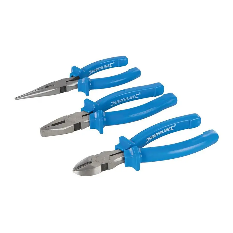 Silverline 3Pc Pliers Set 160Mm 6" Combination Long Nose Side Cutter Pliers 427610 2