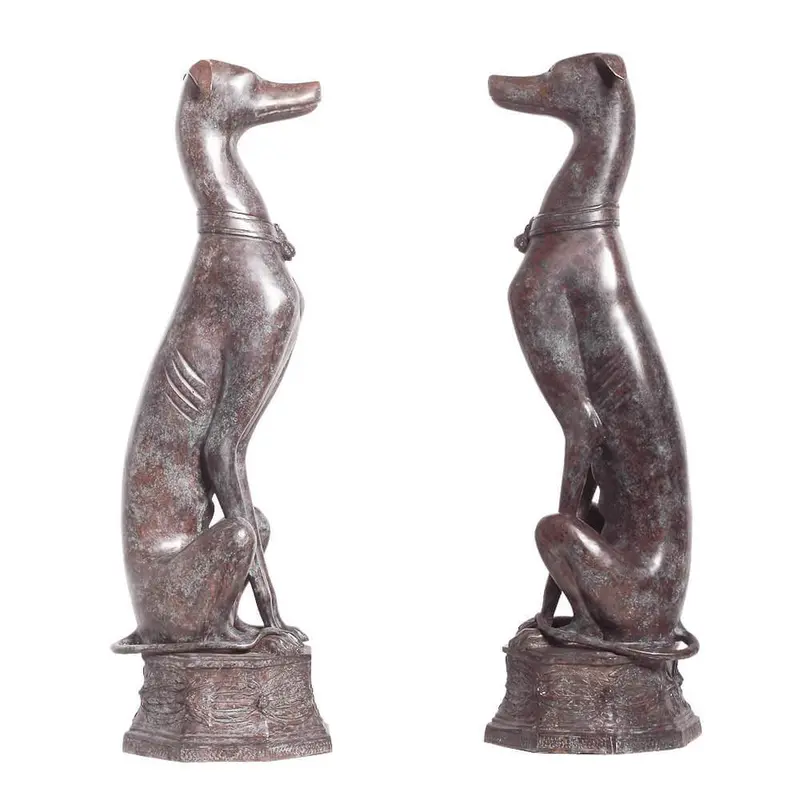 Sitting Bronze Whippet Statues 1