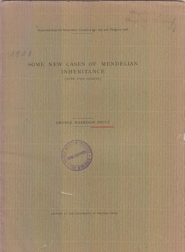 Some New Cases Of Mendelian Inheritance By Shull, George Harrison 1