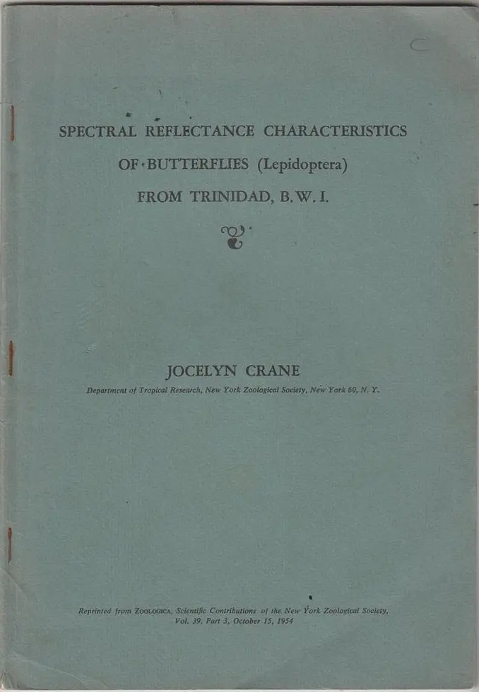 Spectral Reflectance Characteristics Of Butterflies (Lepidoptera) From Trinidad, B.W.I. 1