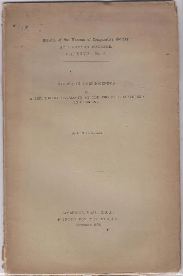Studies In Morphogenesis, Iv. A Preliminary Catalogue Of The Processes Concerned In Ontogeny 1