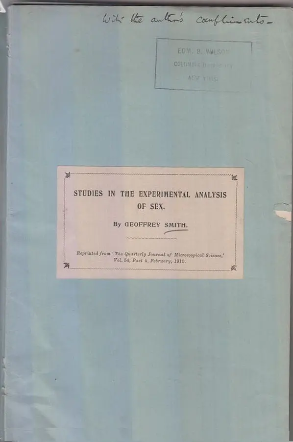 Studies In The Experimental Analysis Of Sex Parts 1-7 And 9  By Smith, Geoffrey 1