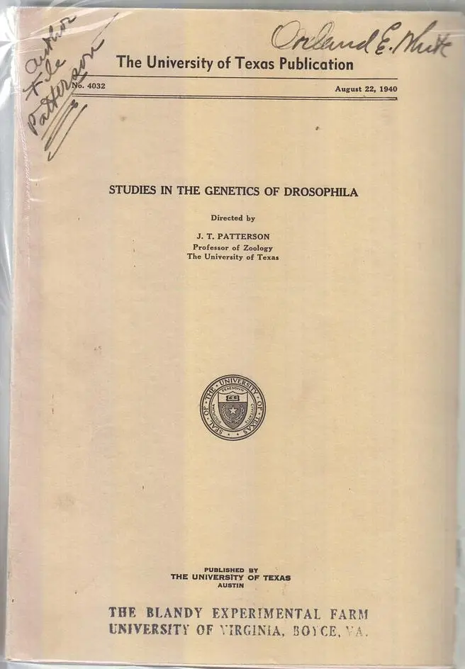 Studies In The Genetics Of Drosophila By Patterson, J.T. 1