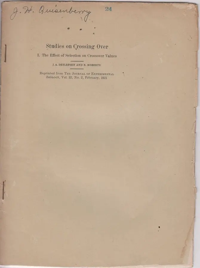 Studies On Crossing Over. I. The Effect Of Selection On Crossover Values 1
