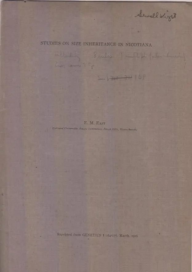 Studies On Size Inheritance In Nicotiana  By East, E.M. 1
