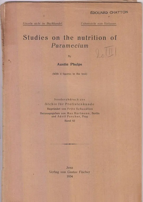 Studies On The Nutrition Of Paramecium  By Phelps, Austin 1