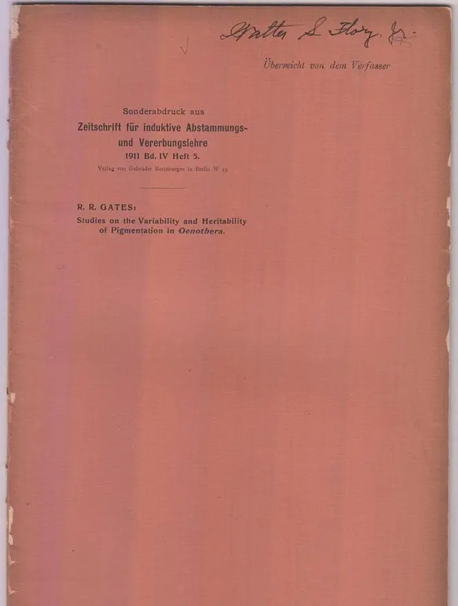 Studies On The Variability And Heritability Of Pigmentation In Oenothera  By Gates, R.R. 1