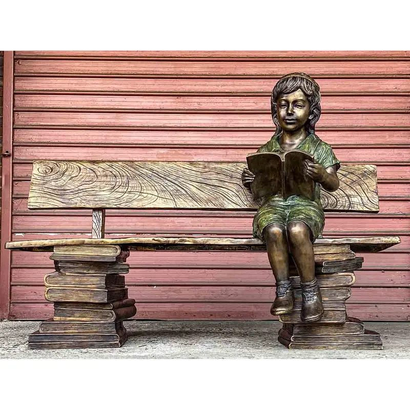 Study Time Girl Reading Bench 1