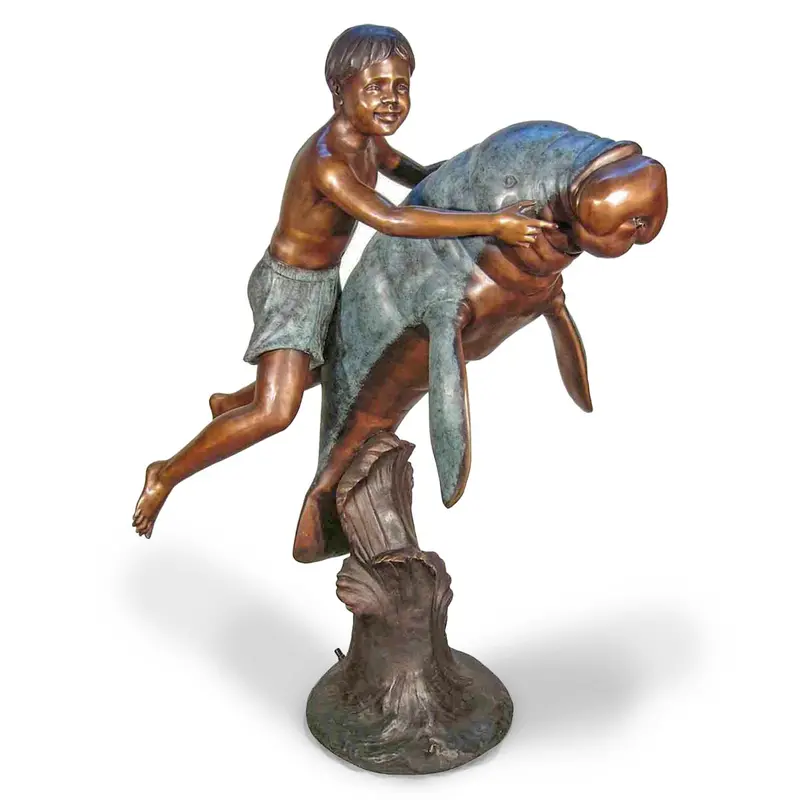 Swimming Boy & Manatee Fountain 1