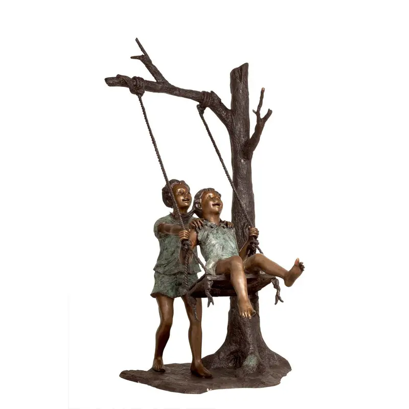 Swing Time Children's Bronze Park Statue 1
