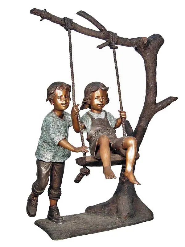 Swing Together Children's Bronze Park Statue 1