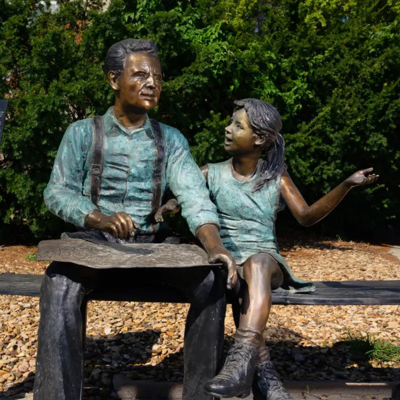 Talking Times Bronze Bench Statue 1