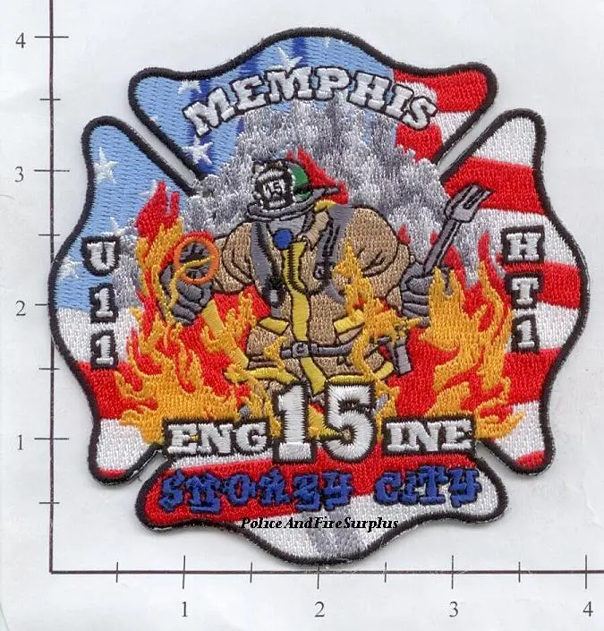 Tennessee - Memphis Engine 15 Ambulance Unit 11 Hose Tender 1 Fire Dept Patch 1