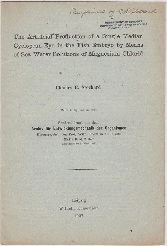 The Artificial Production Of Single Median Cyclopean Eye In The Fish Embryo By Means Of Sea Water Solutions Of Magnesium Chlorid 1