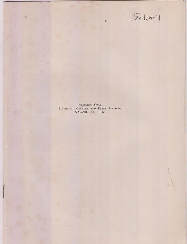 The Covariance Between Relatives In The Presence Of Linkage  By Schnell, F.W. 1