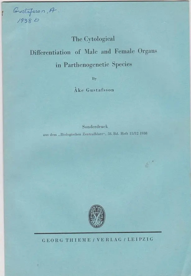 The Cytological Differntiation Of Male And Female Organs In Parthenogenetic Species 1