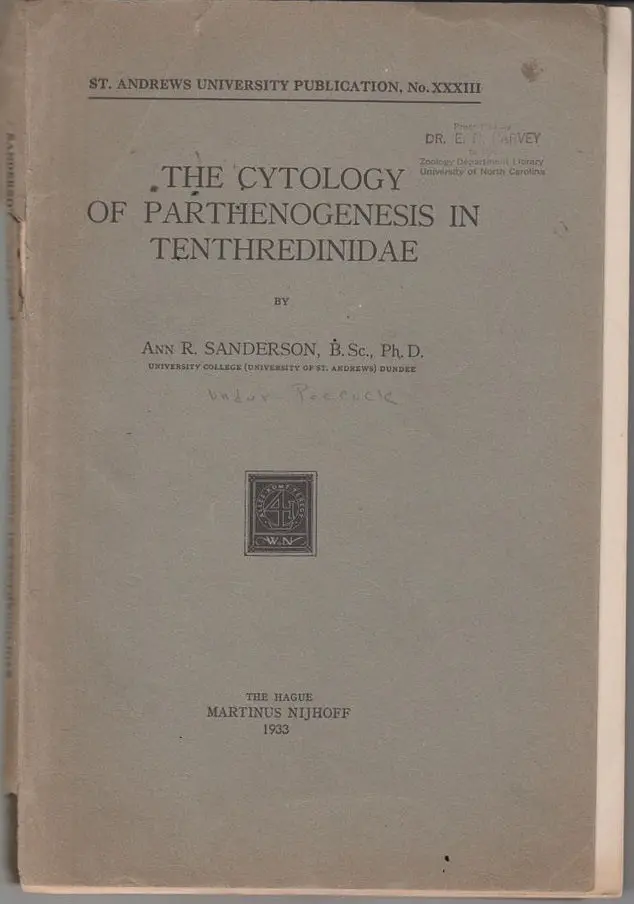 The Cytology Of Parthenogenesis In Tenthredinidae 1