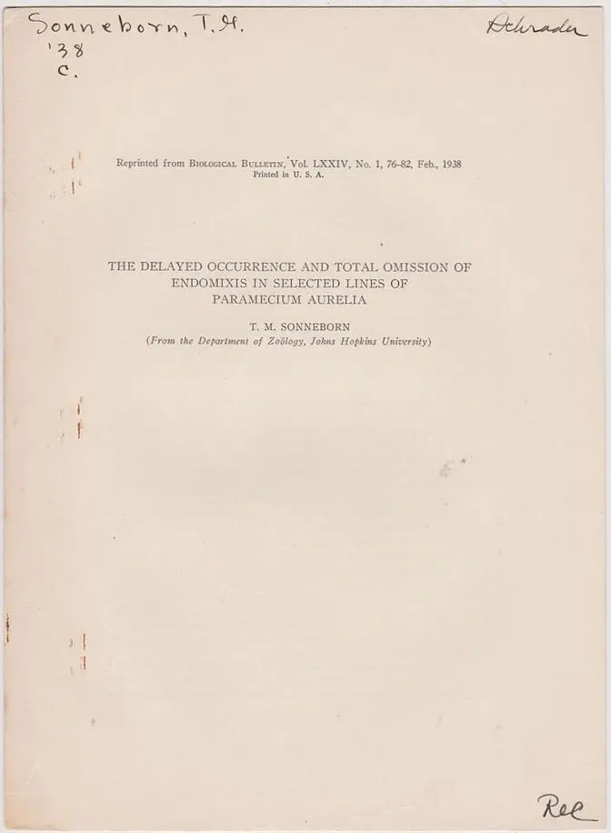 The Delayed Occurance And Total Omission Of Endomixis In Selected Lines Of Paramecium Aurelia 1
