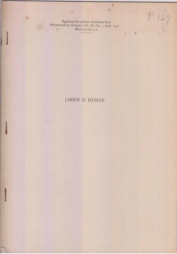 The Fragmentation Of Nais Paraguayensis  By Hyman, Libbie H. 1