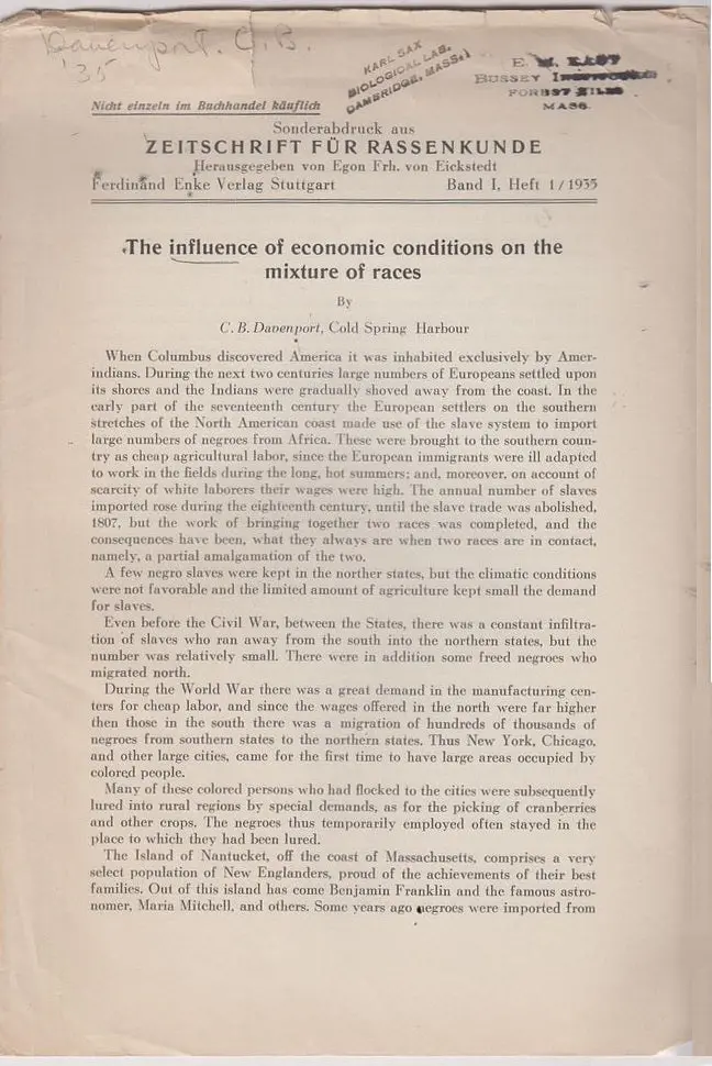 The Influence Of Economic Conditions On The Mixture Of Races 1