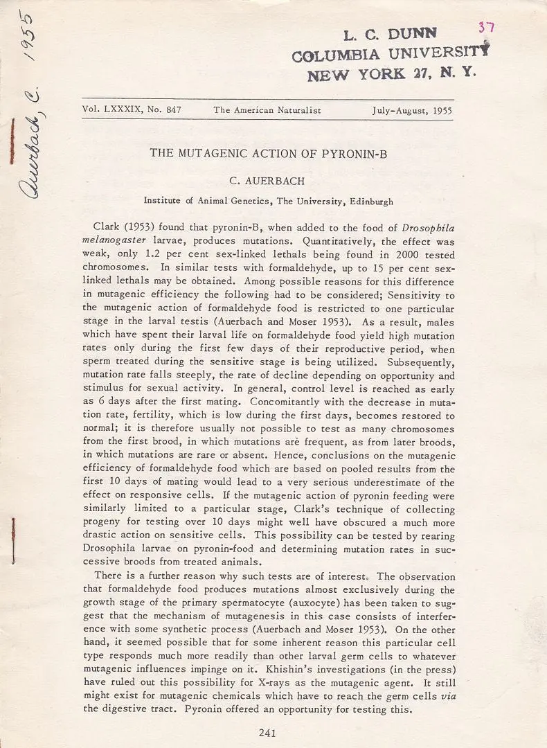 The Mutagenic Action Of Pyronin-B 1
