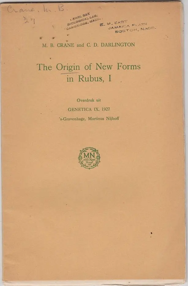 The Origin Of New Forms In Rubus, I 1