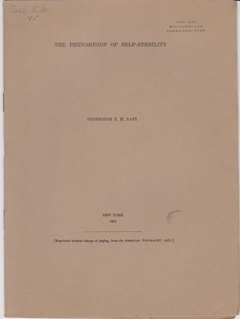 The Phenomenon Of Self-Sterility 1